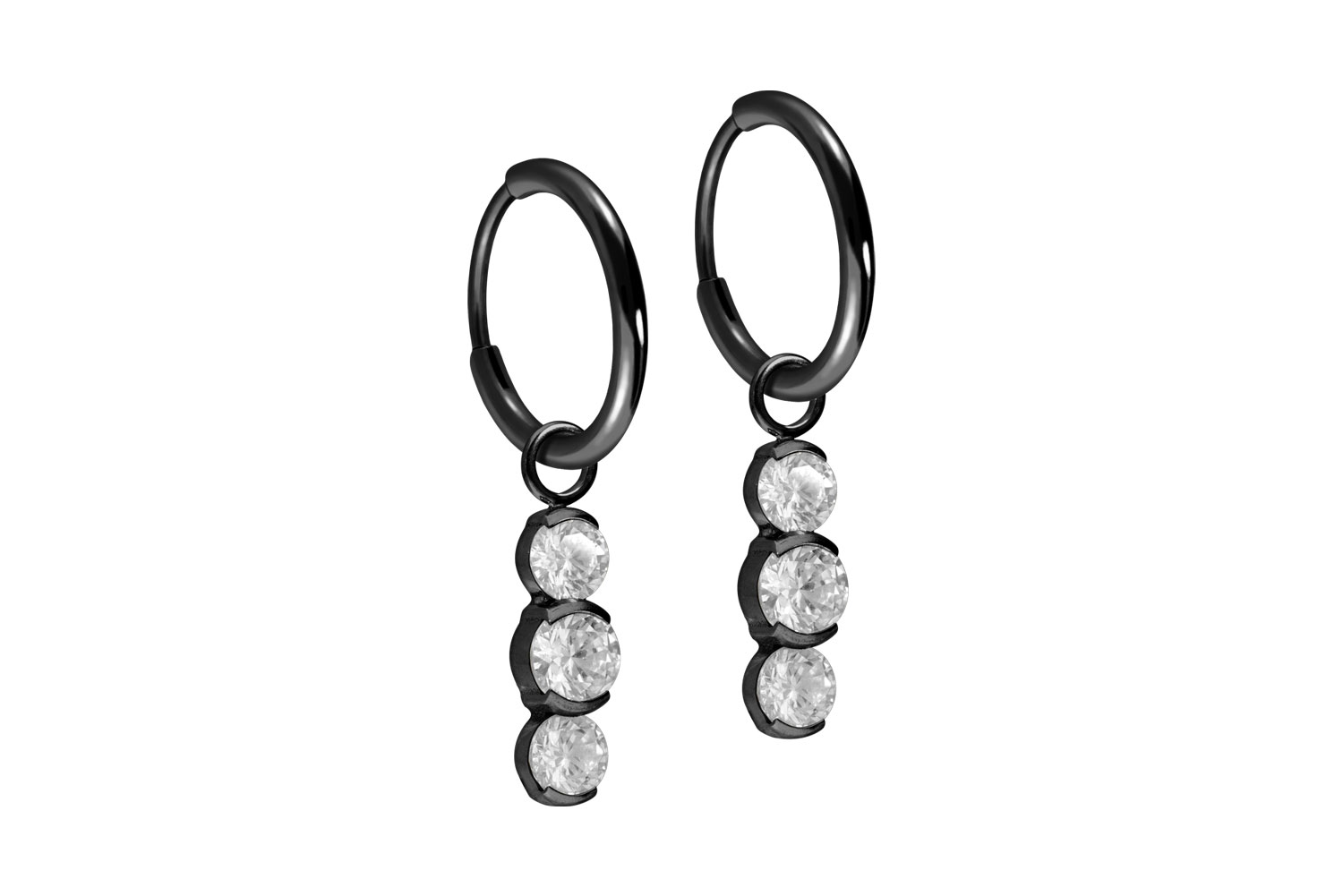 Titanium ear clicker creoles 3 SETTED CRYSTALS