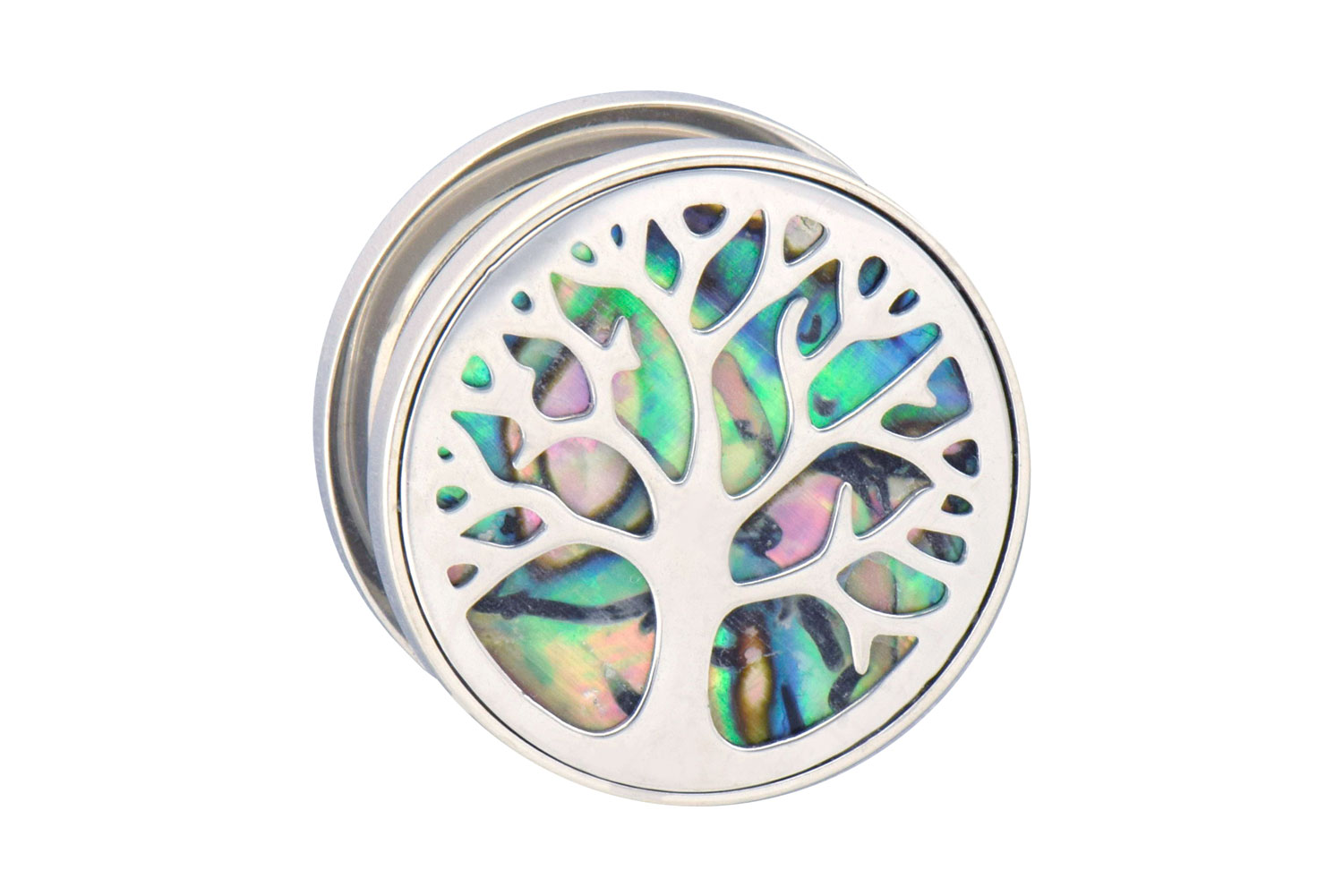 Surgical steel double flared tunnel TREE OF LIFE ++SALE++