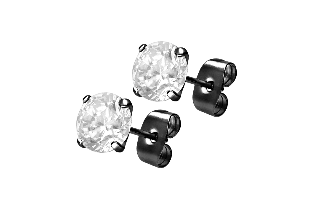 Chirurgenstahl Ohrstecker EINGEFASSTER KRISTALL