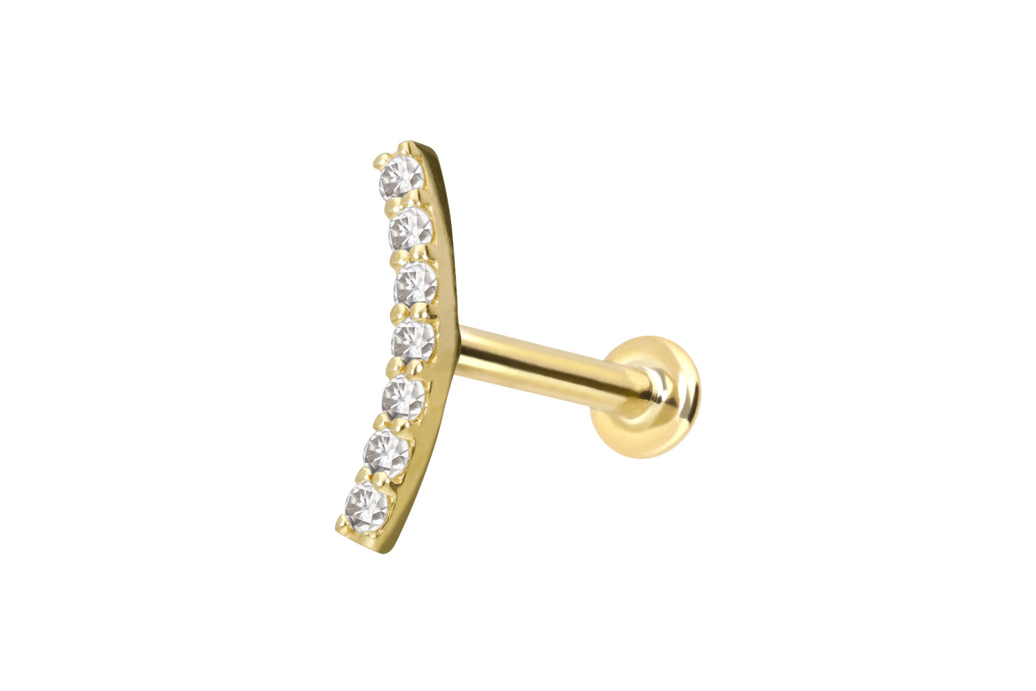 14 Karat Gold Labret mit Push Fit MOISSANIT-BOGEN