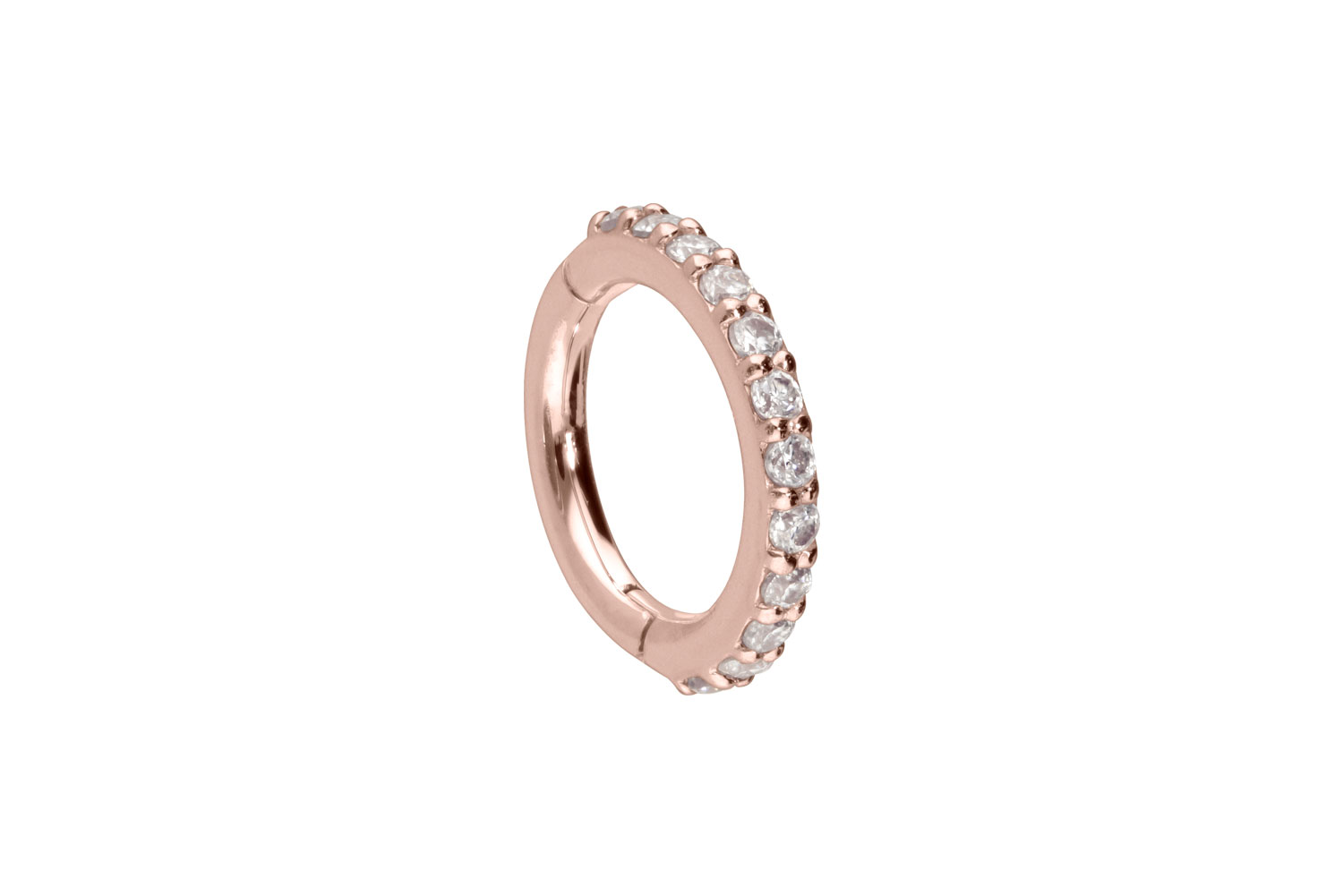 14/18 Karat Gold Segmentring Clicker EINGEFASSTE MOISSANITE