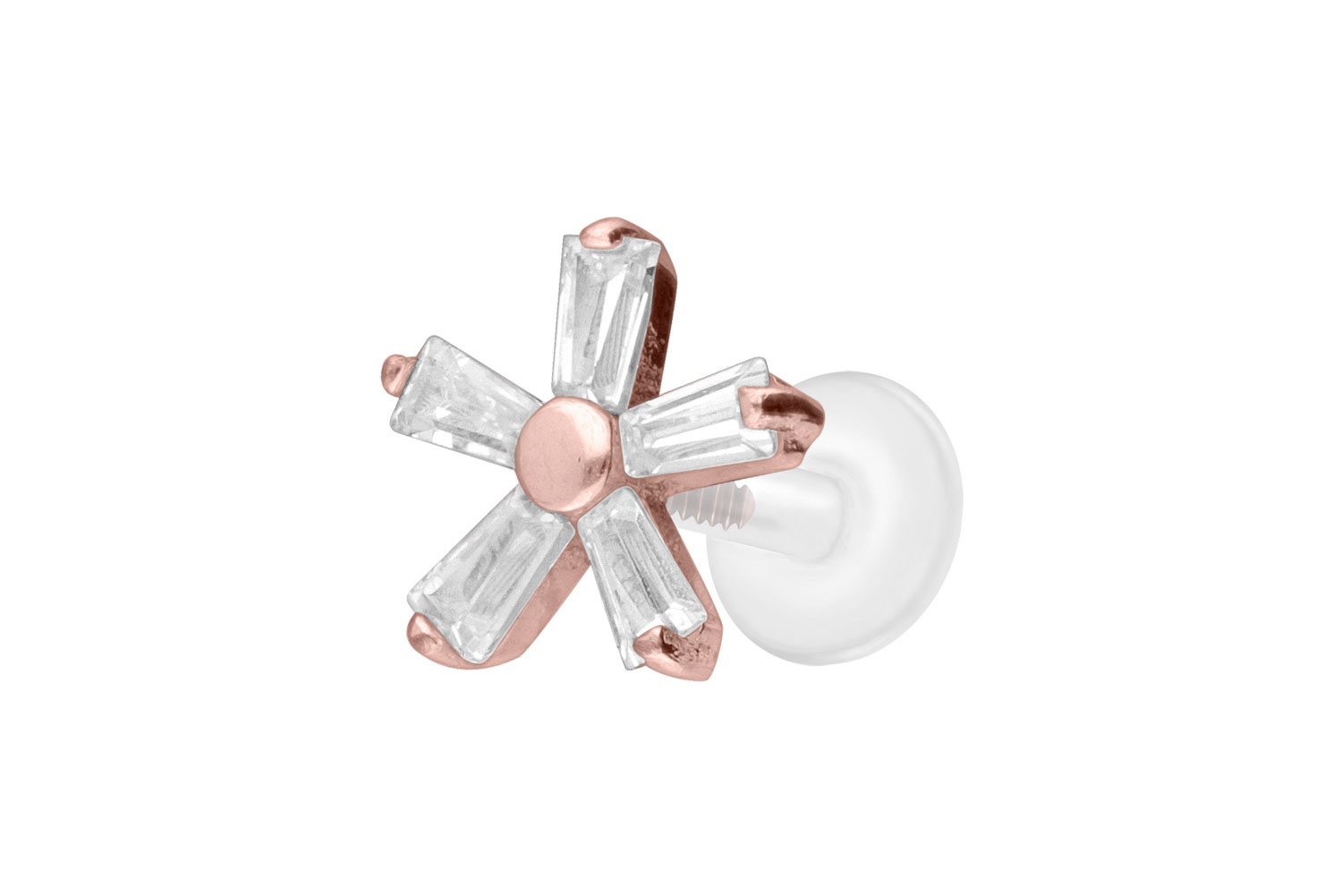 PTFE labret with internal thread + titanium attachment CRYSTAL FLOWER