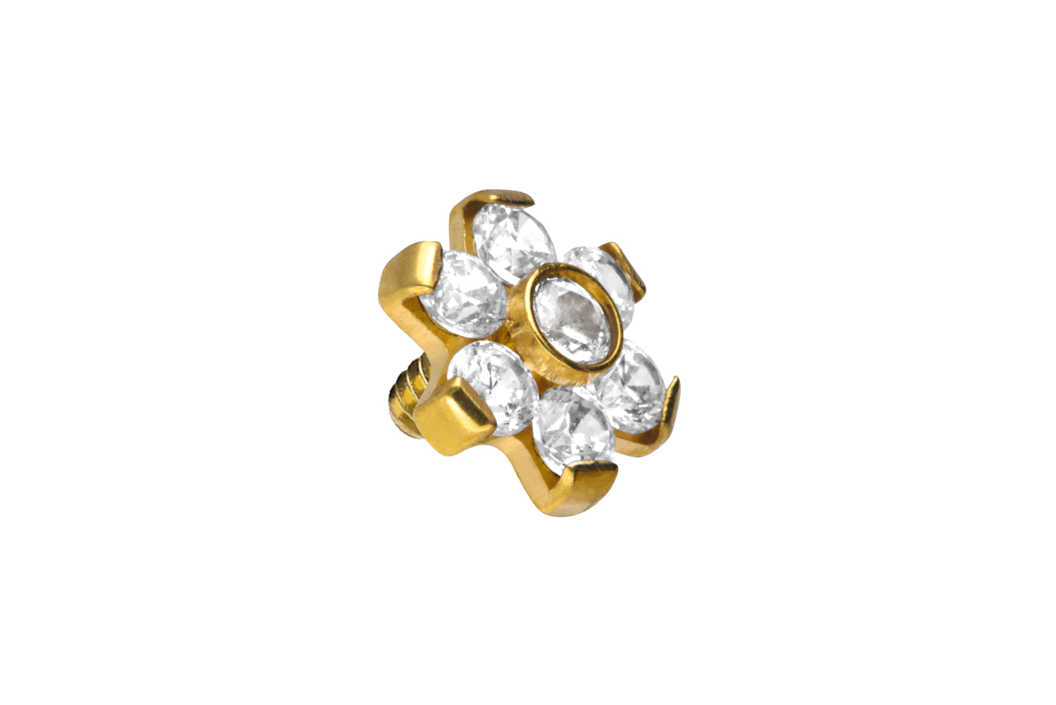 Titanium dermal anchor attachment FLOWER WITH 7 CRYSTALS