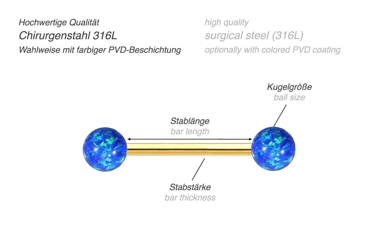 Chirurgenstahl Barbell SYNTHETISCHE OPALE