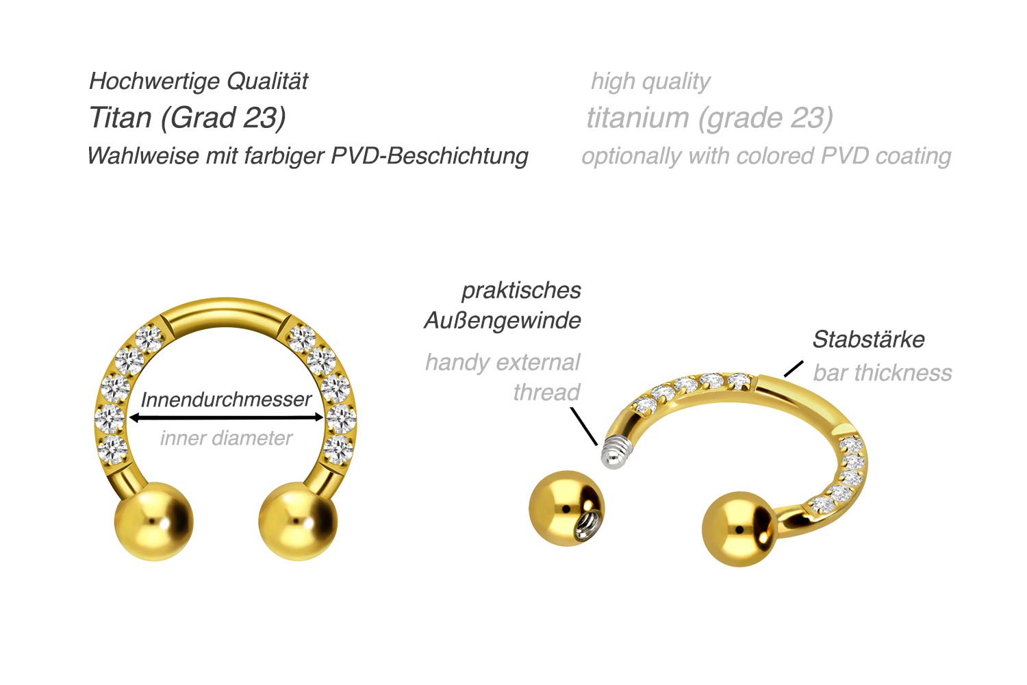 Titan Hufeisenring EINGEFASSTE KRISTALLE