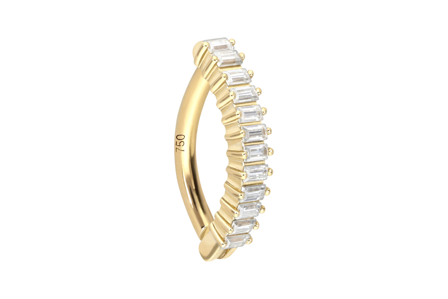 18 Karat Gold Bauchnabelclicker BOGEN + EINGEFASSTE MOISSANIT-RECHTECKE