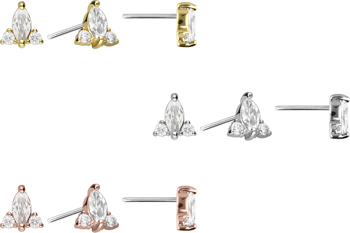14 carat gold attachment with titanium push pin MOISSANITE FLOWER