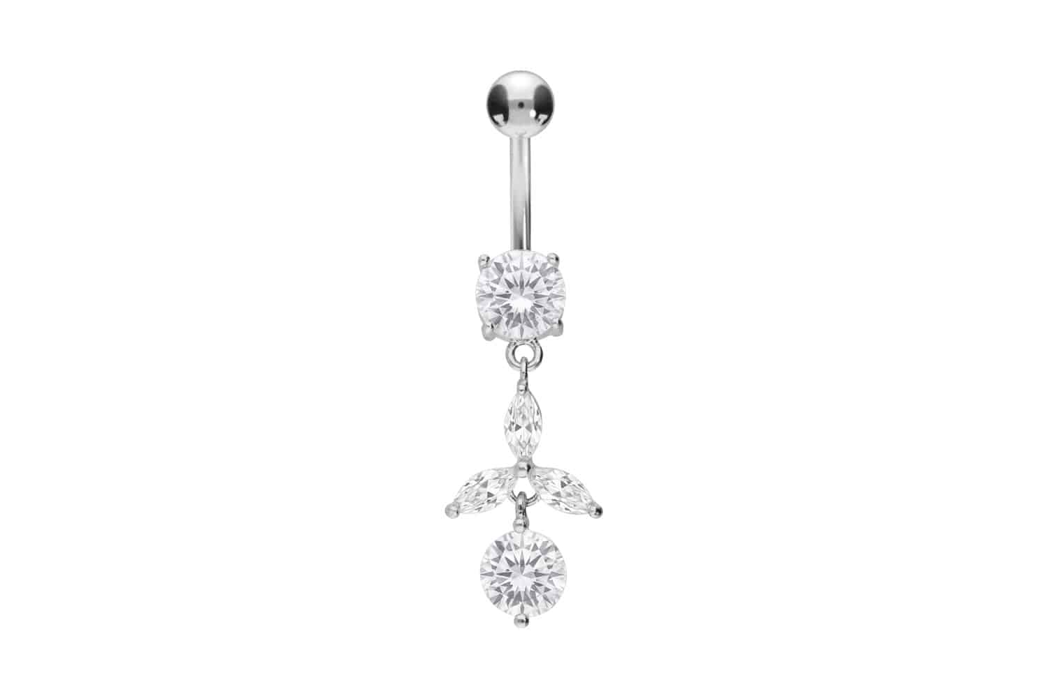 Surgical steel bananabell CRYSTAL FLOWER + 2 CRYSTALS Surgical steel bananabell CRYSTAL FLOWER + 2 CRYSTALS