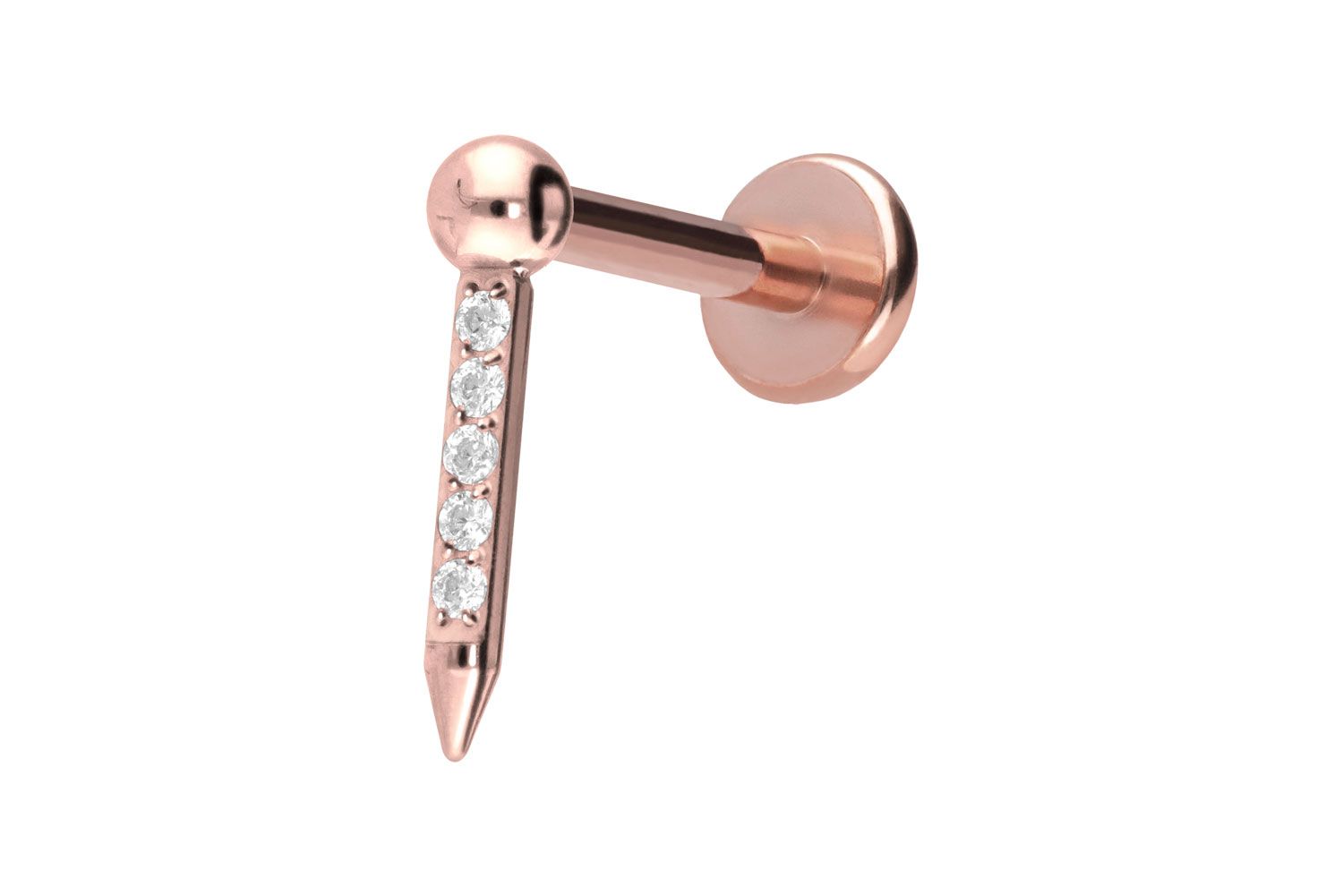 Titanium labret with push fit NAIL + SETTED CRYSTALS