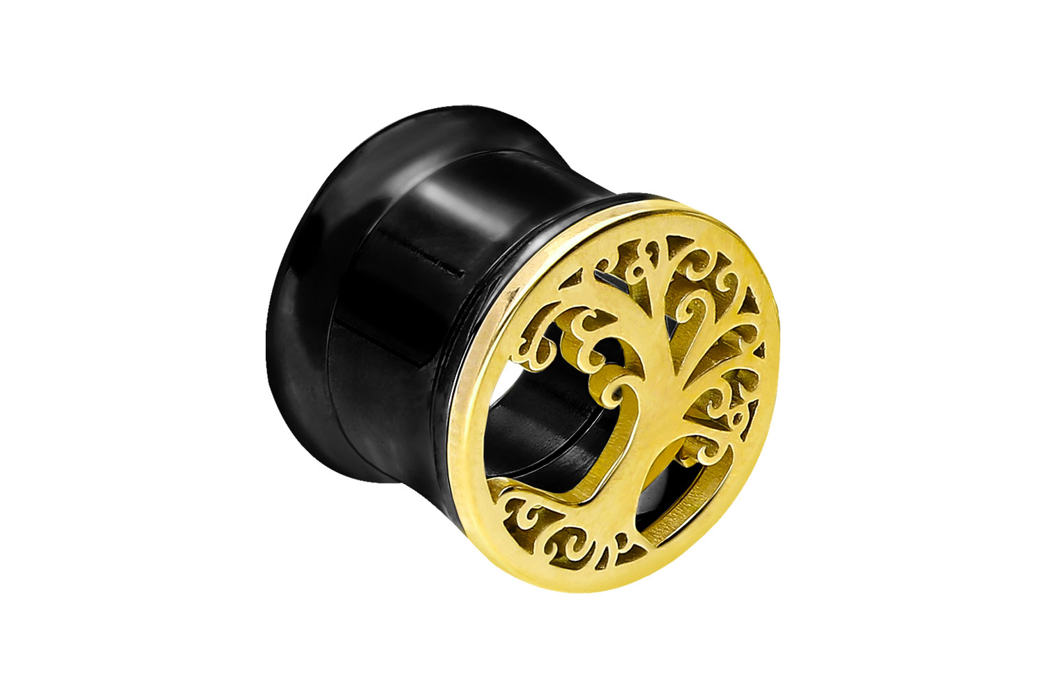Surgical steel double flared tunnel TREE OF LIFE ++SALE++