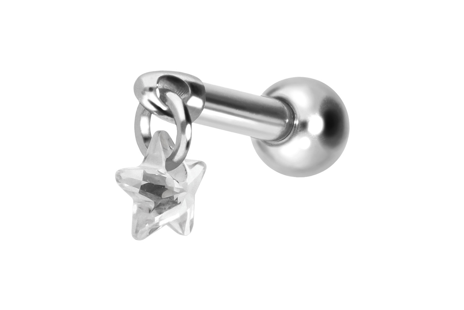 Titan Ohrpiercing mit Innengewinde KRISTALLSTERN