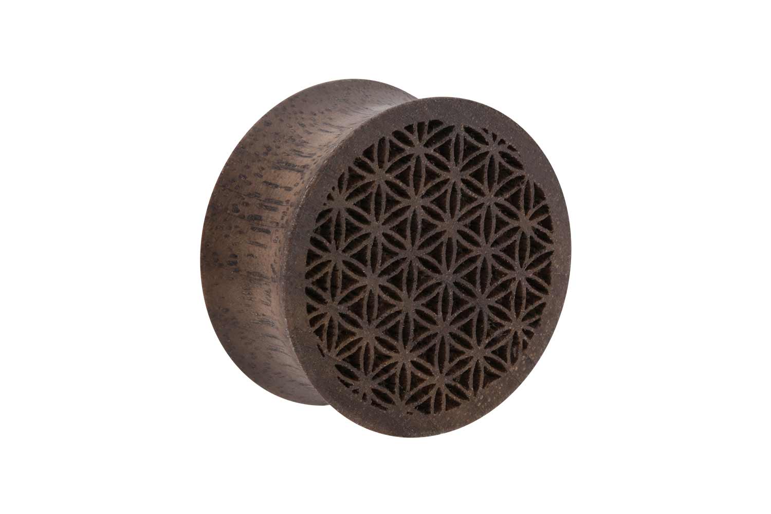Wood Double Flared Plug FLOWER OF LIFE ++SALE++