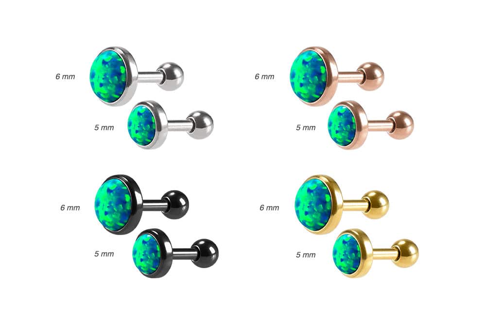 Surgical steel ear piercing SYNTHETIC OPAL ++SALE++