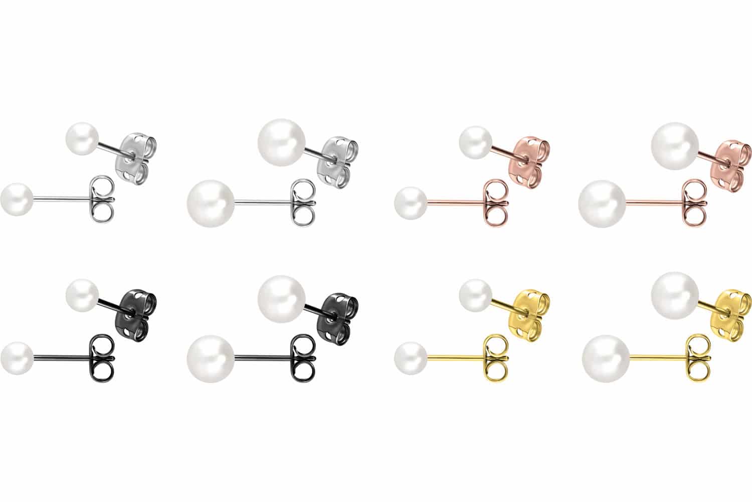 Titanium ear studs GENUINE FRESHWATER PEARL