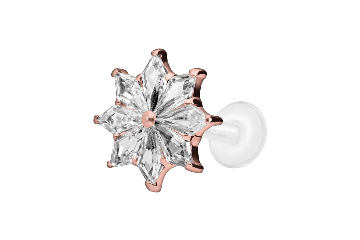 PTFE labret with internal thread + titanium attachment CRYSTAL STAR