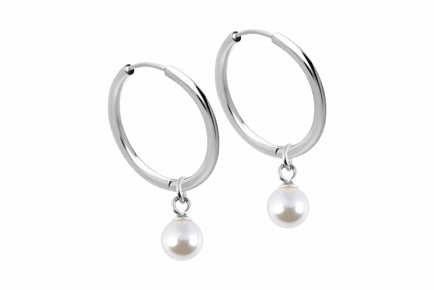 Surgical steel ear clicker creoles SYNTHETIC PEARL