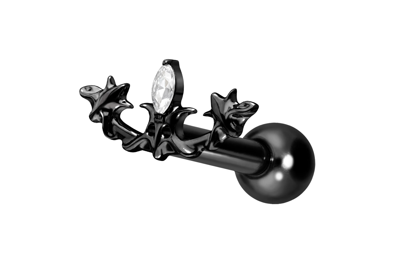 Titanium ear piercing with internal thread GOTHIC DESIGN