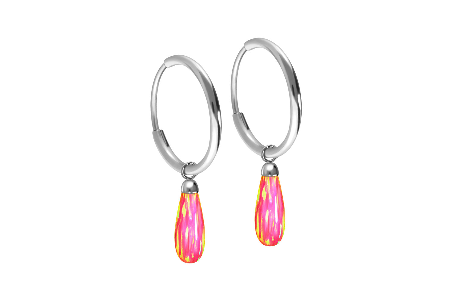 Titanium ear clicker creoles SYNTHETIC OPAL DROP