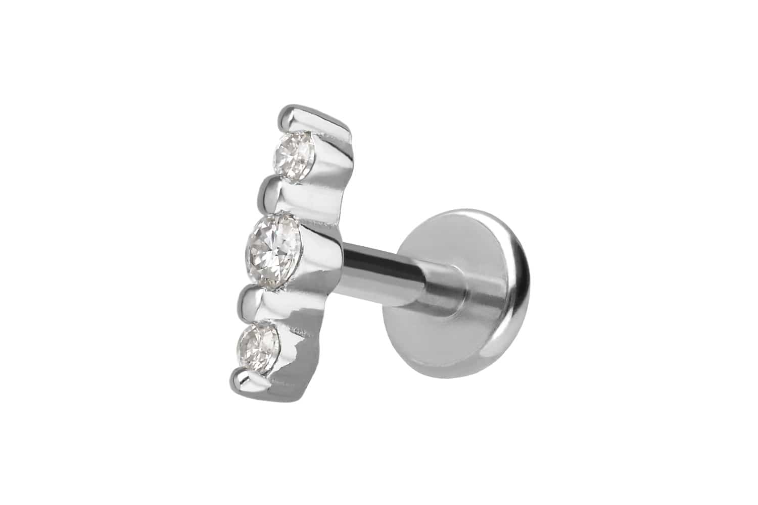Titanium labret with internal thread + 925 silver attachment 3 MOISSANITES