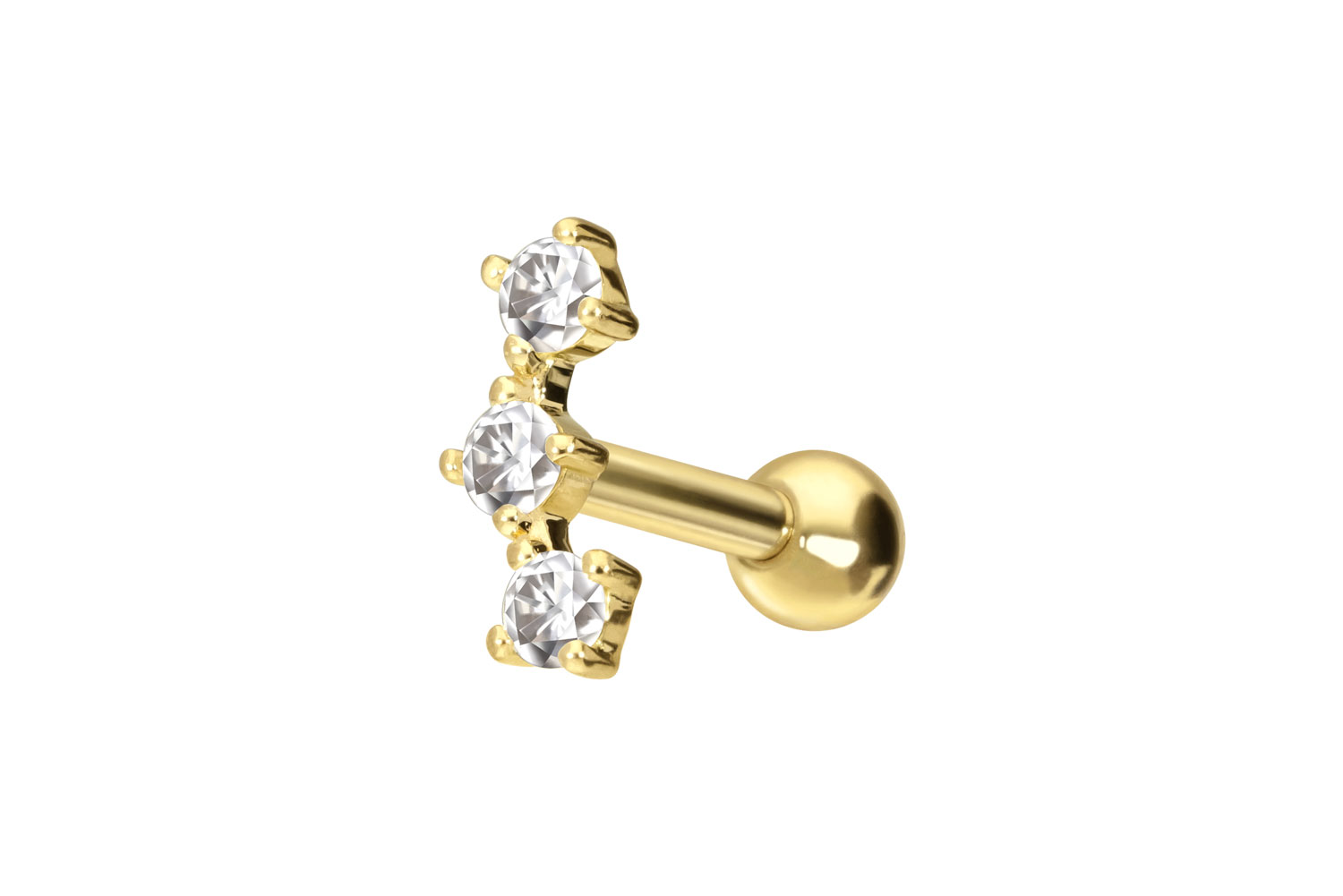 14/18 carat gold ear piercing 3 MOISSANITES