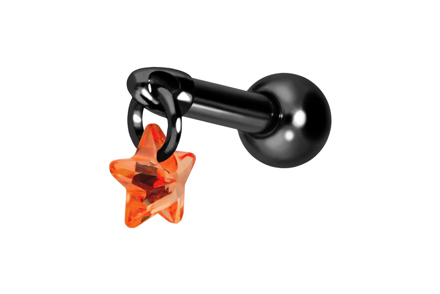 Titanium ear piercing with internal thread CRYSTAL STAR