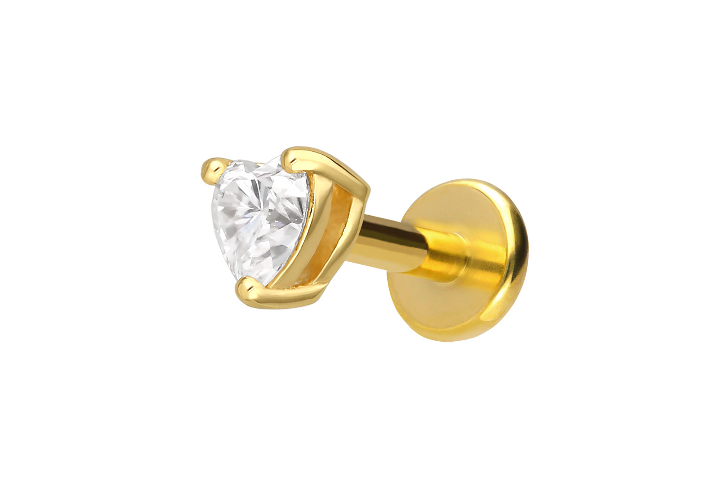 Titanium labret with internal thread + 925 silver attachment MOISSANITE HEART