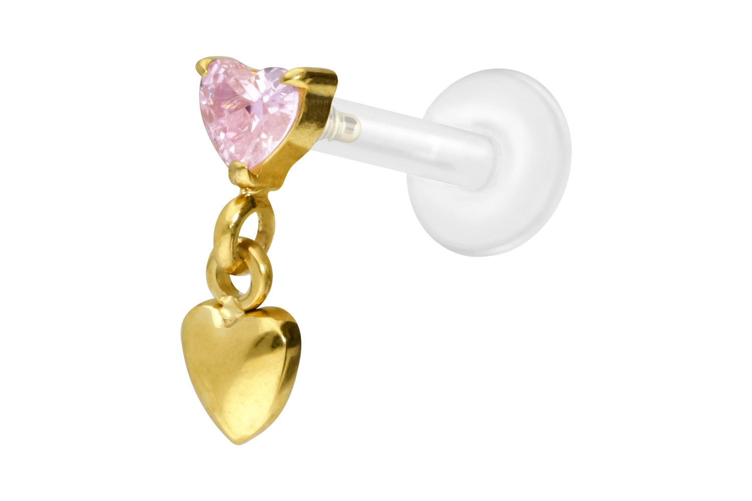 PTFE labret with internal thread + titanium attachment 2 HEARTS