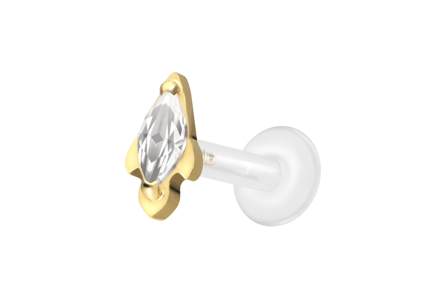 PTFE labret with internal thread + titanium attachment CRYSTAL ROCKET