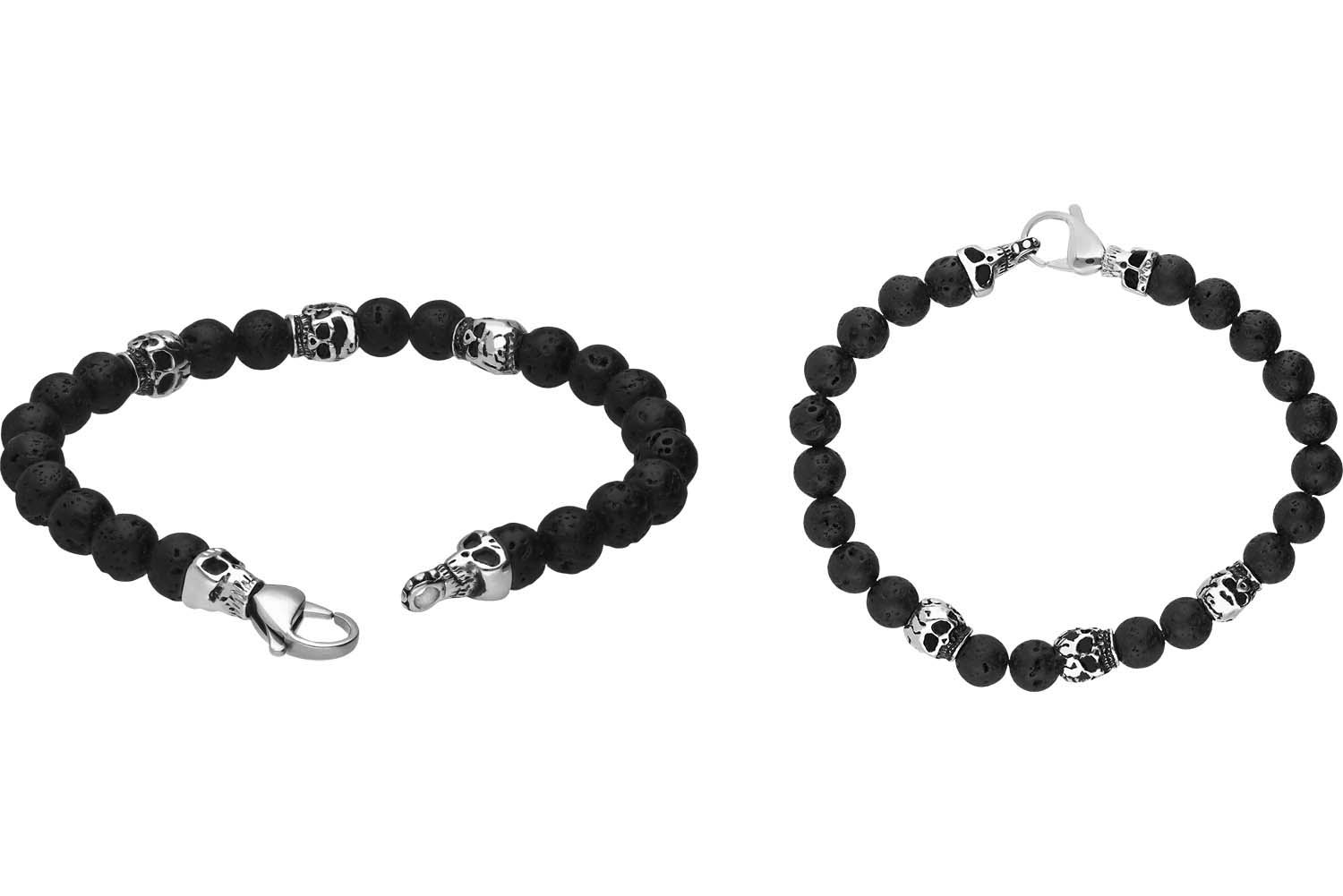 Lava stone ball bracelet SKULLS