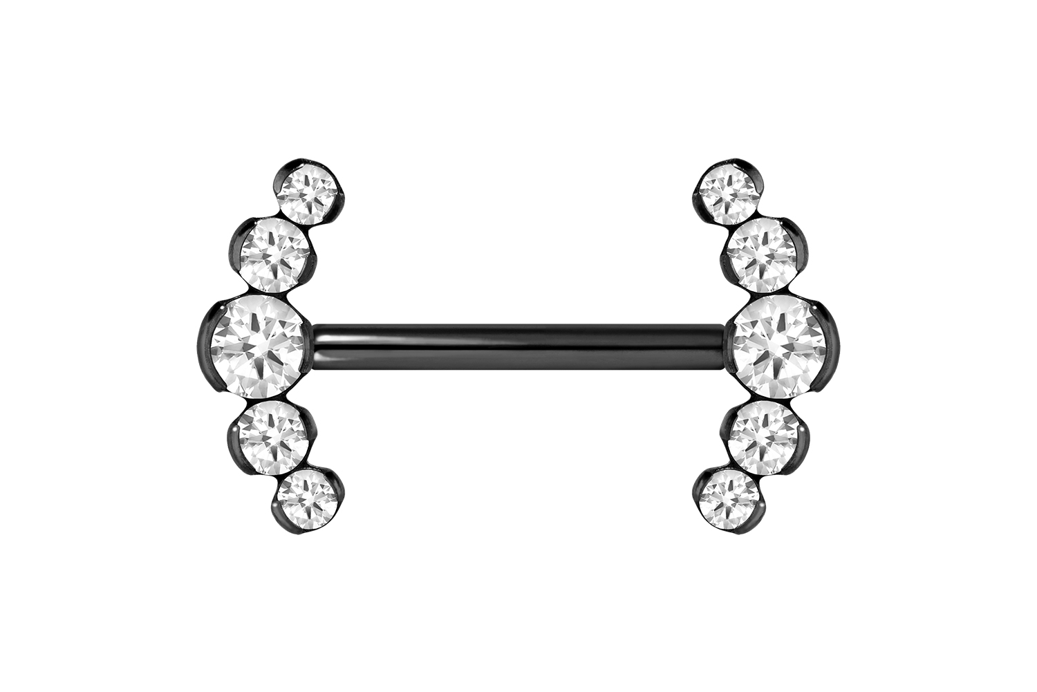 Titanium barbell with push fit 5 CRYSTALS