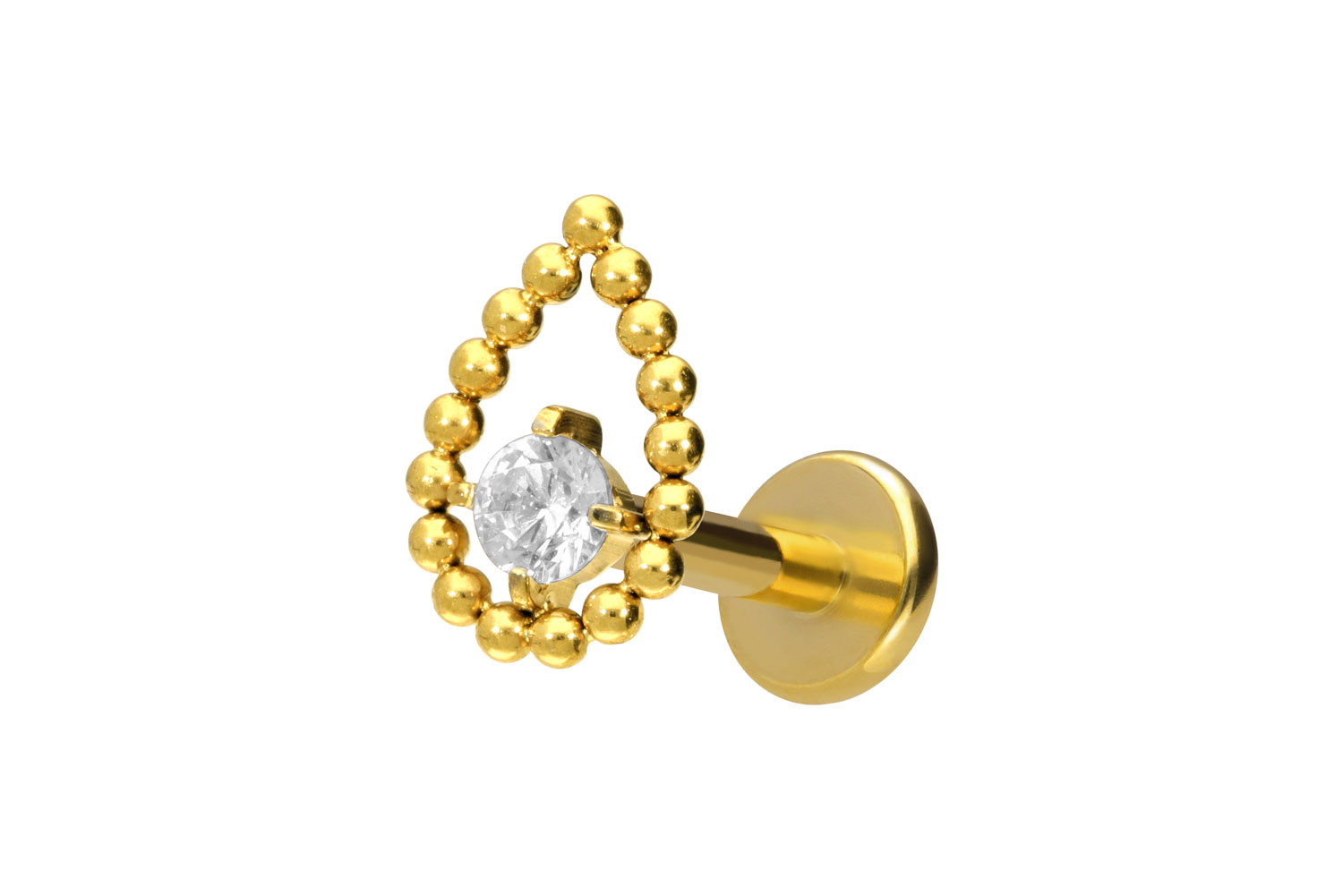 Titanium labret with internal thread DROP + CRYSTAL