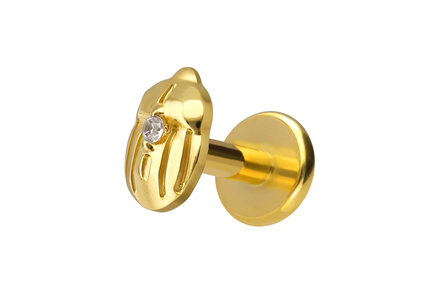 Titanium labret with internal thread SCARAB BEETLE