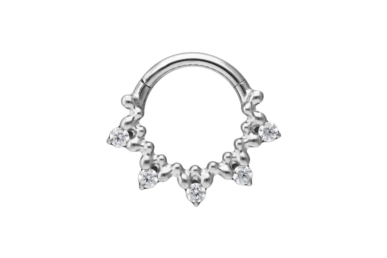 Titanium segment ring clicker 5 CRYSTALS + BALLS