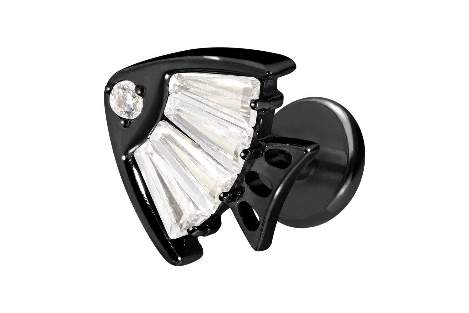 Titanium labret with internal thread CRYSTAL FISH