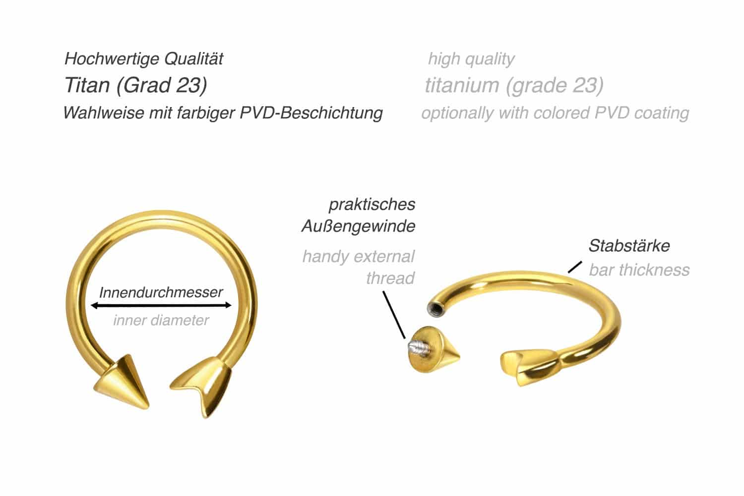 Titan Hufeisenring mit Innengewinde PFEIL