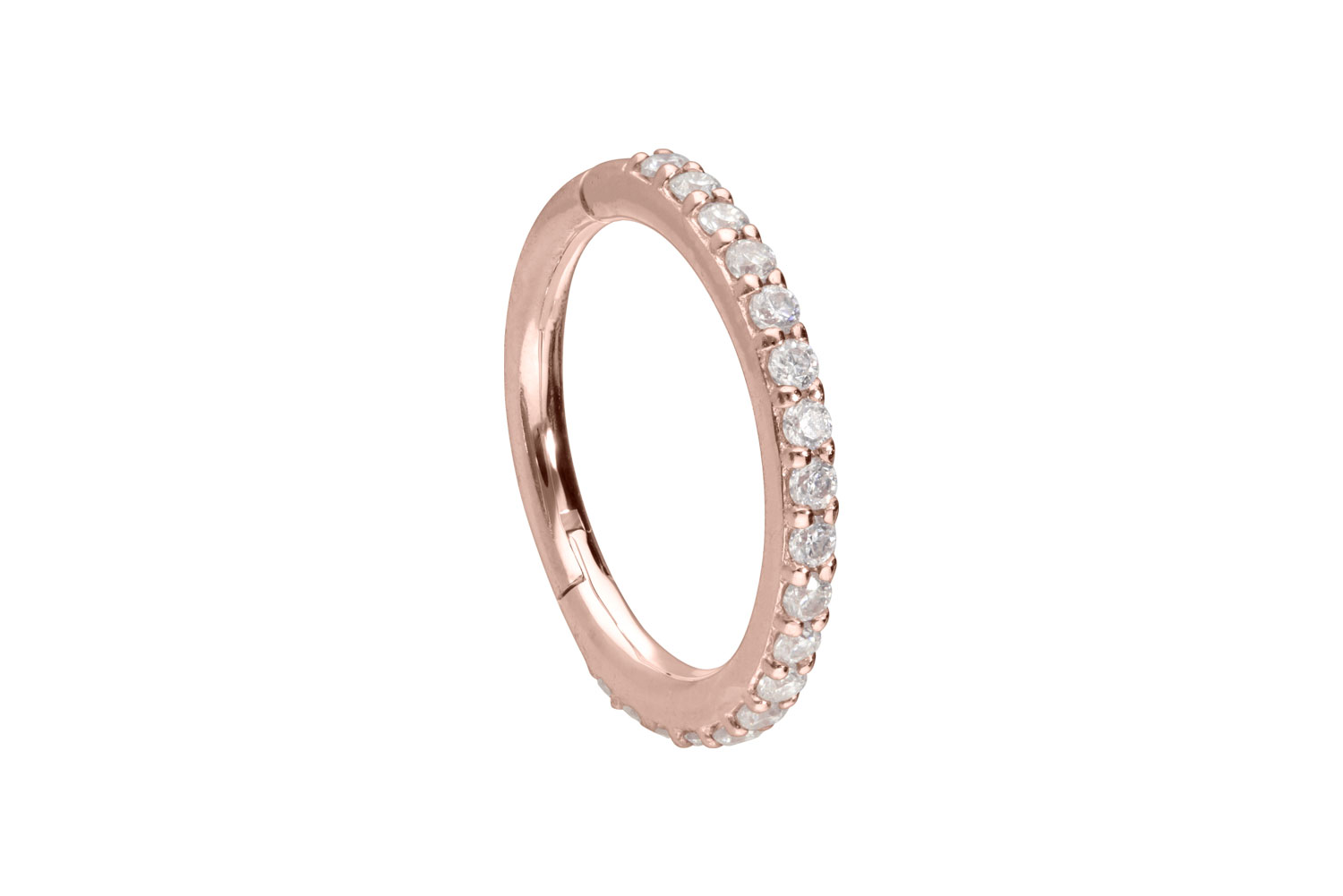 14/18 Karat Gold Segmentring Clicker EINGEFASSTE MOISSANITE