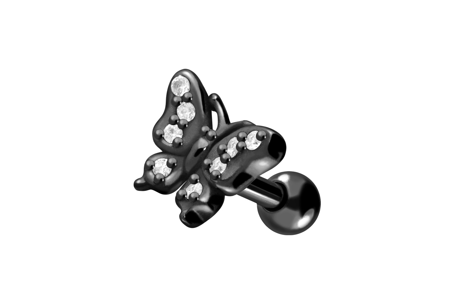 Chirurgenstahl Ohrpiercing SCHMETTERLING + KRISTALLE