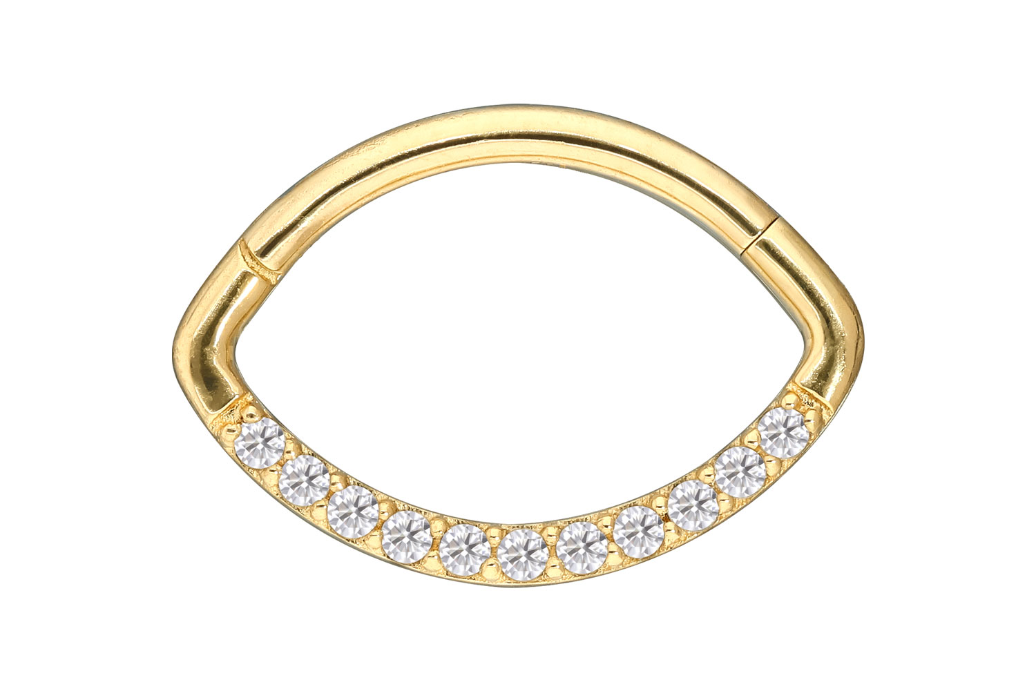 18 Karat Gold Segmentring Clicker EINGEFASSTE MOISSANITE + OVAL