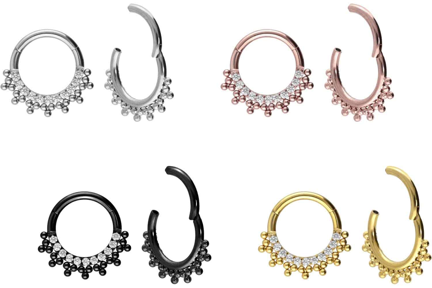 Titan Segmentring Clicker EINGEFASSTE KRISTALLE + KUGELN