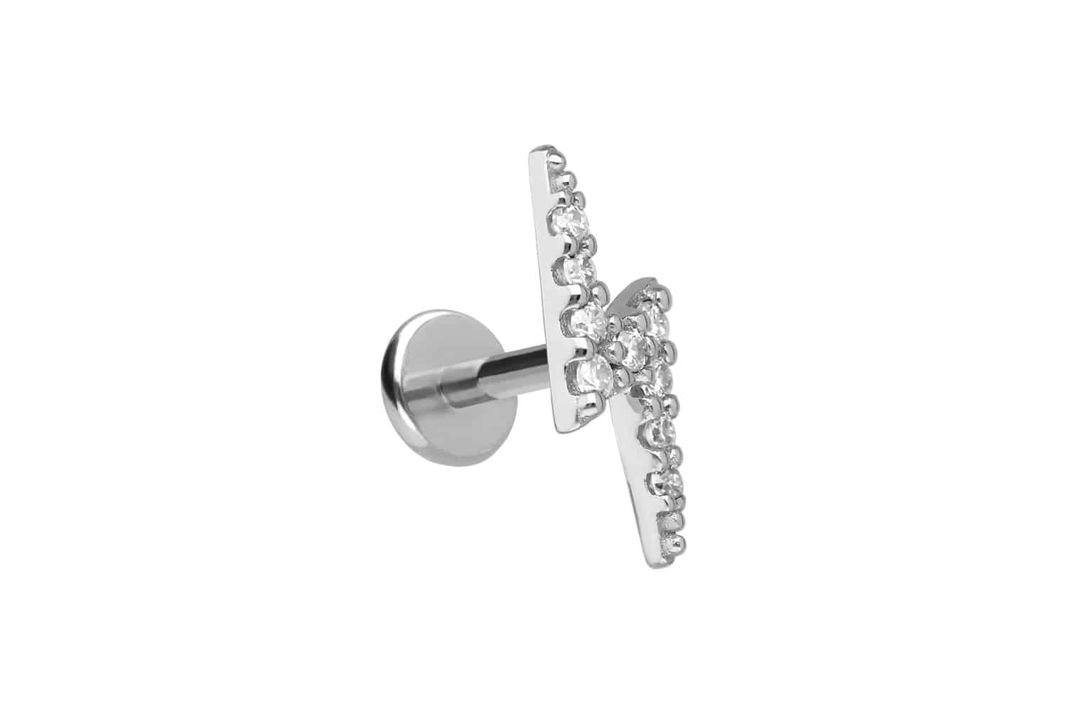 Titanium labret with internal thread + 925 silver attachment MOISSANITE LIGHTNING