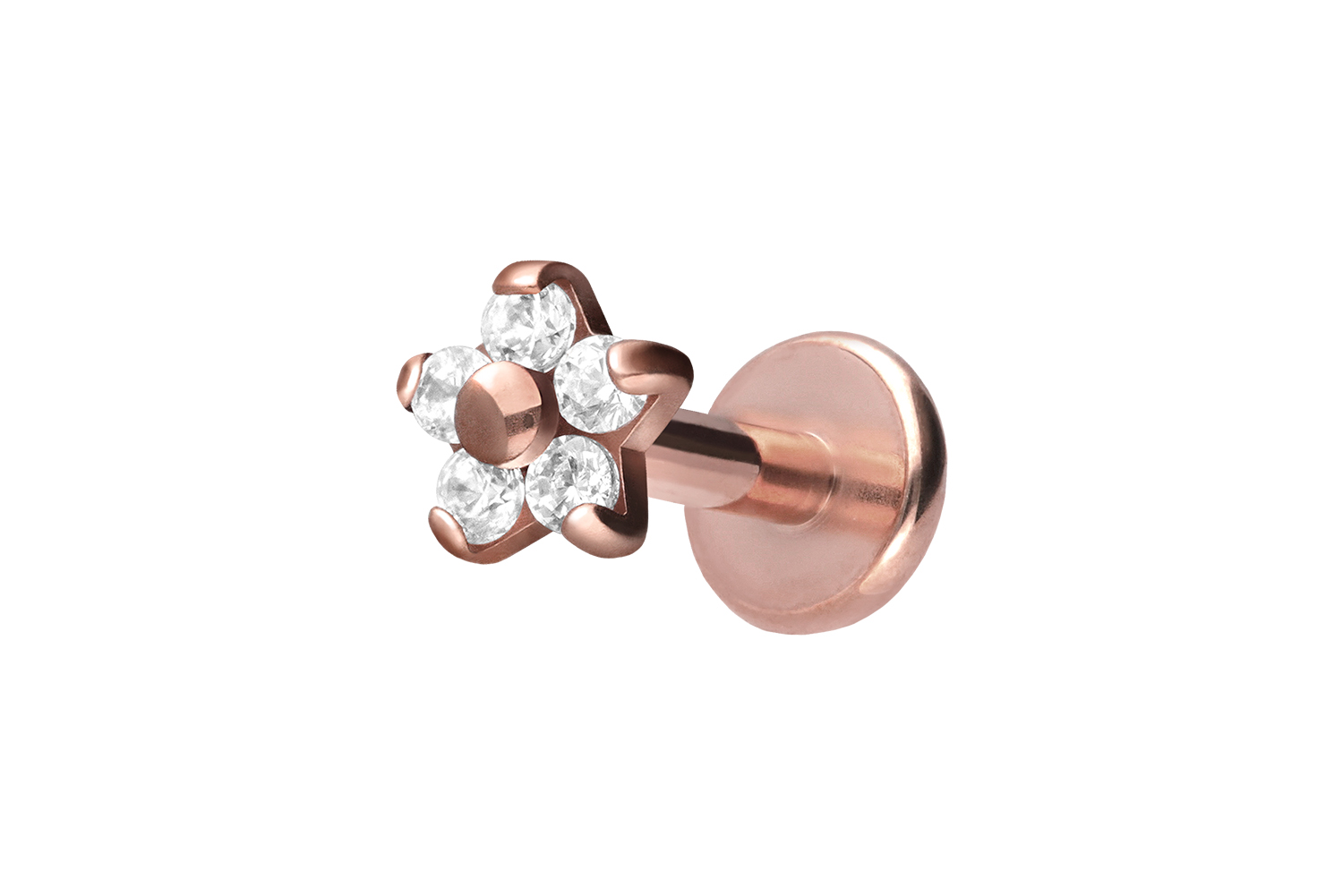 Titan Labret mit Innengewinde BLUME MIT 5 KRISTALLEN