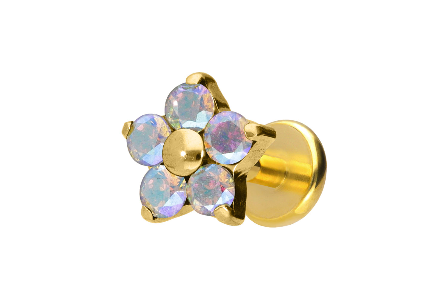 Titanium labret with push fit CRYSTAL FLOWER