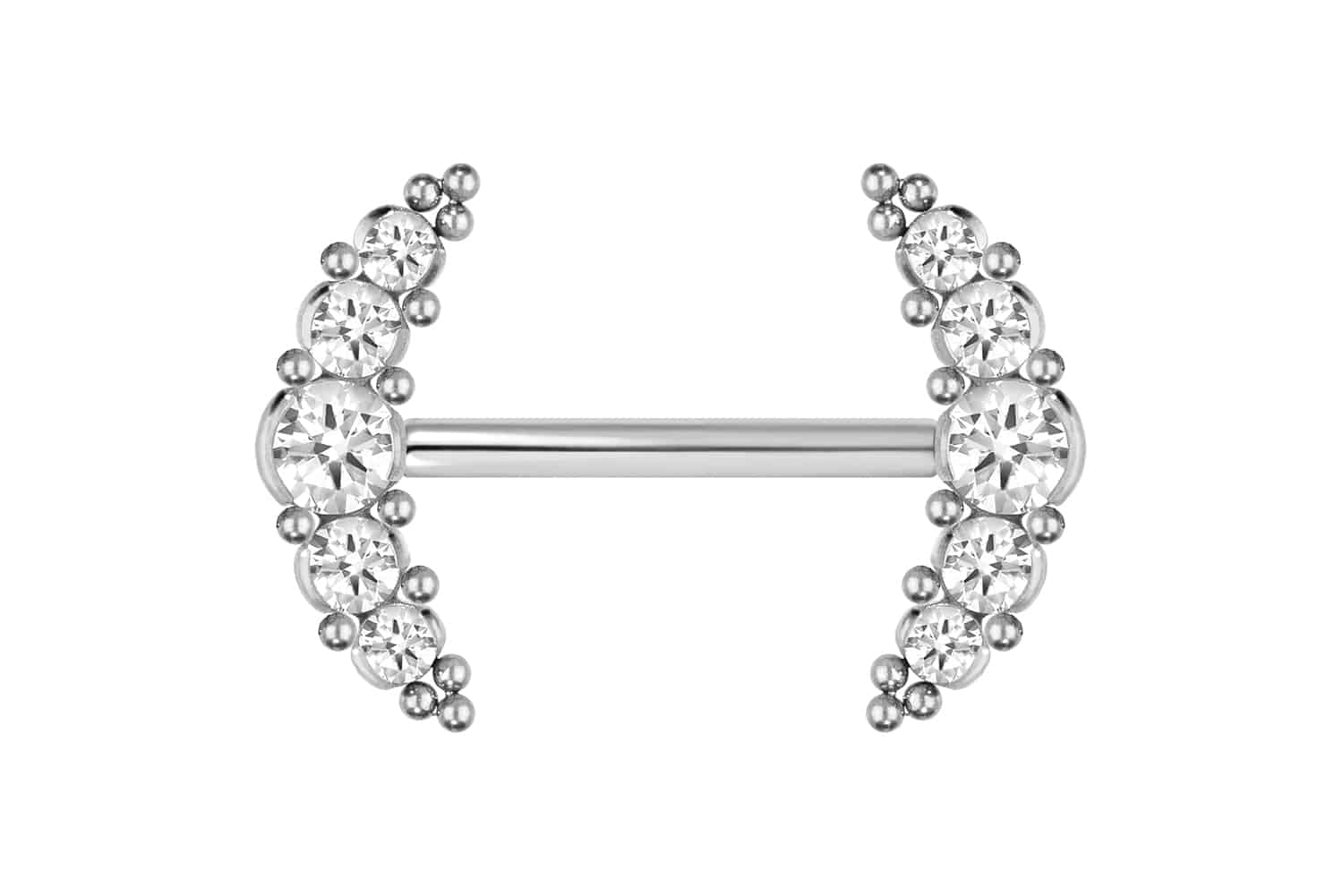 Titanium barbell with push fit 5 CRYSTALS + BALLS
