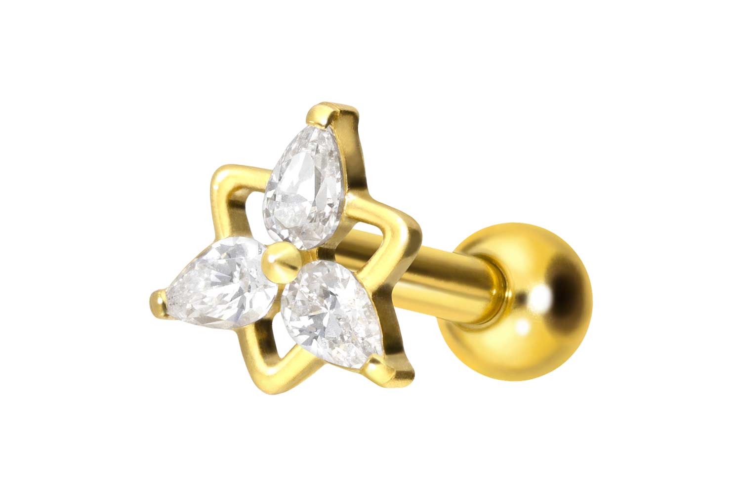 Titan Ohrpiercing mit Innengewinde KRISTALLBLUME