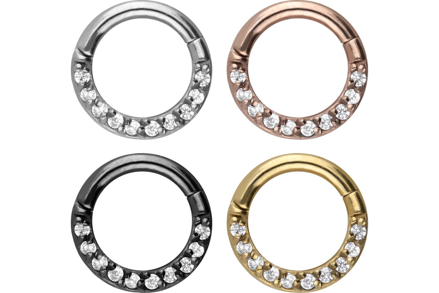SET Chirurgenstahl Segmentring Clicker EINGEFASSTE KRISTALLE SET Chirurgenstahl Segmentring Clicker EINGEFASSTE KRISTALLE