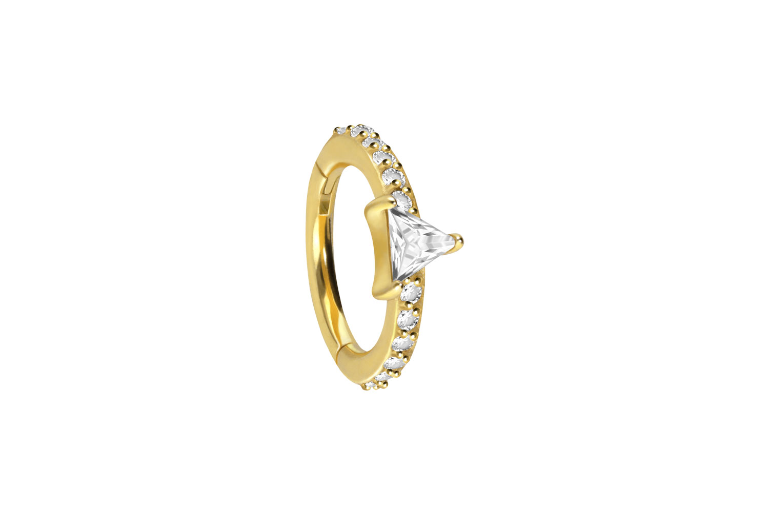 Chirurgenstahl Segmentring Clicker KRISTALLDREIECK + EINGEFASSTE KRISTALLE ++SALE++