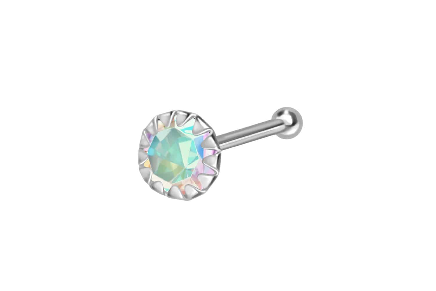 925 silver nose stud pin SETTED CRYSTAL