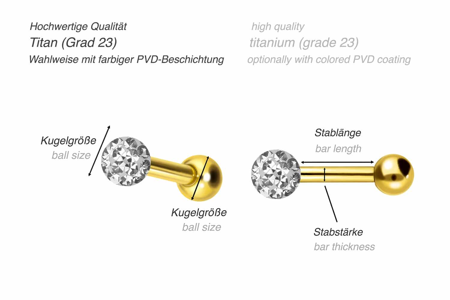 Titanium ear piercing EPOXY BALL