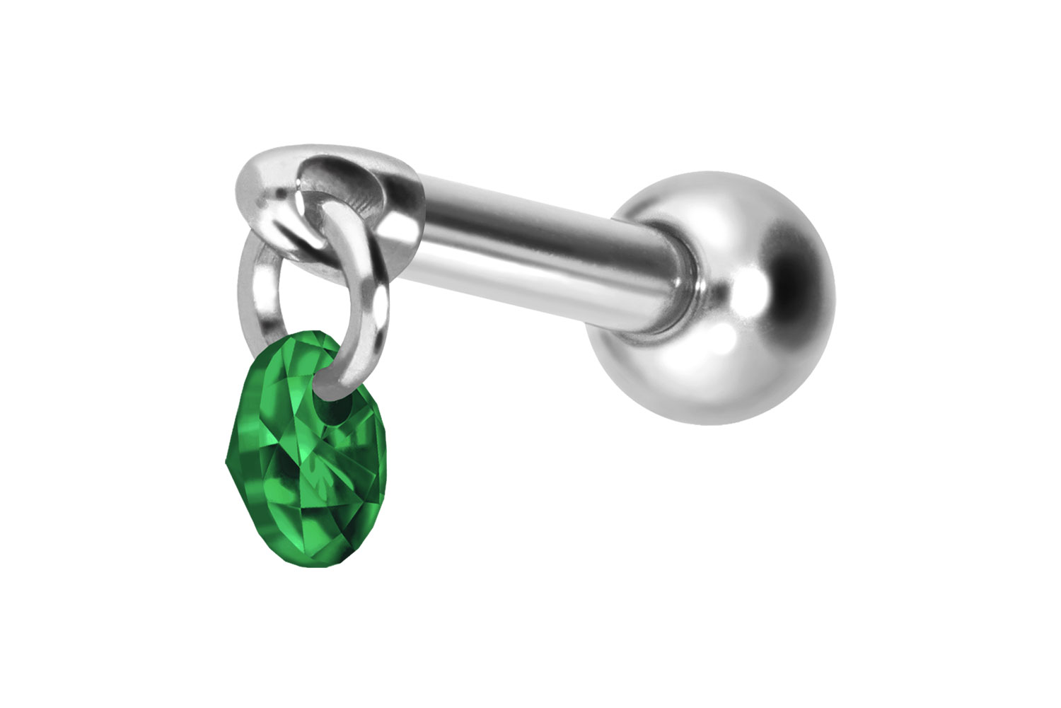 Titanium ear piercing with internal thread ROUND CRYSTAl