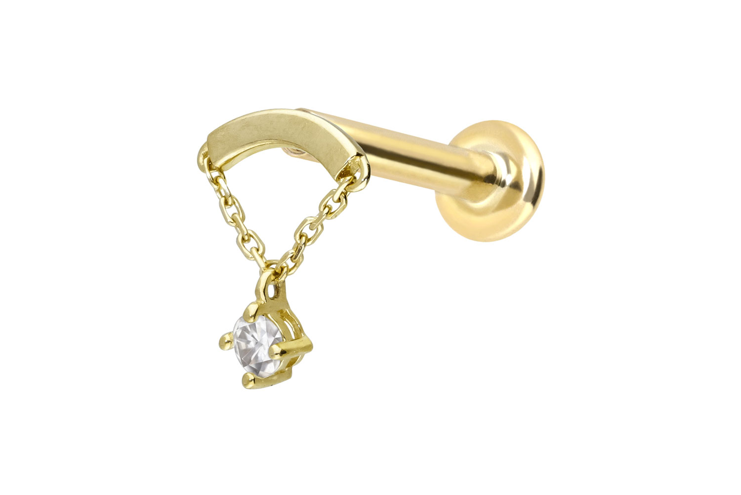 14 carat gold labret with push fit MOISSANITE + ARCH + CHAIN 14 carat gold labret with push fit MOISSANITE + ARCH + CHAIN